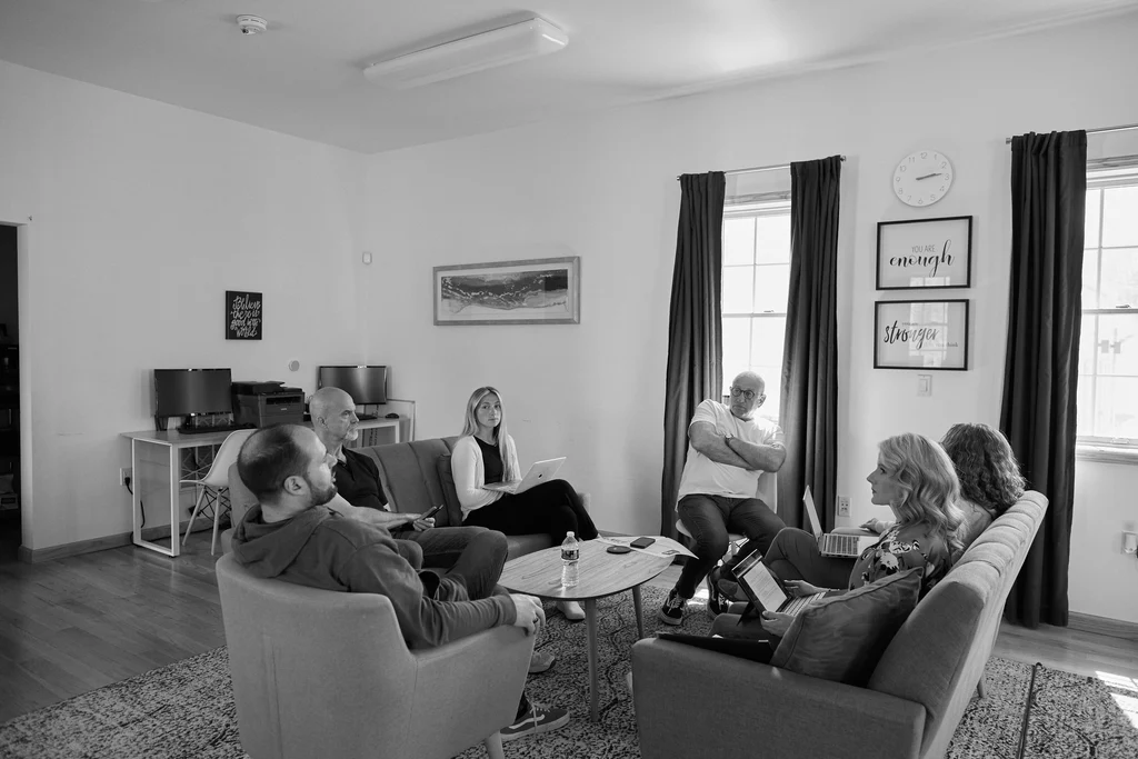 The NorthBound team gathered in the community room